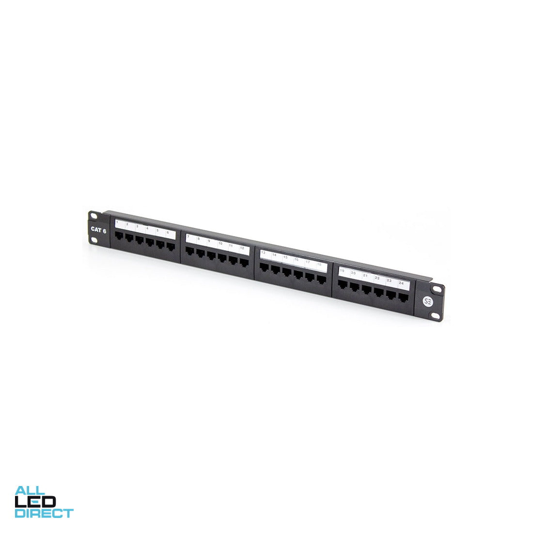 Serveredge 24 Port Loaded CAT6 Patch Panel - 1RU UTP - Includes Cable Management Bar ALL LED Direct