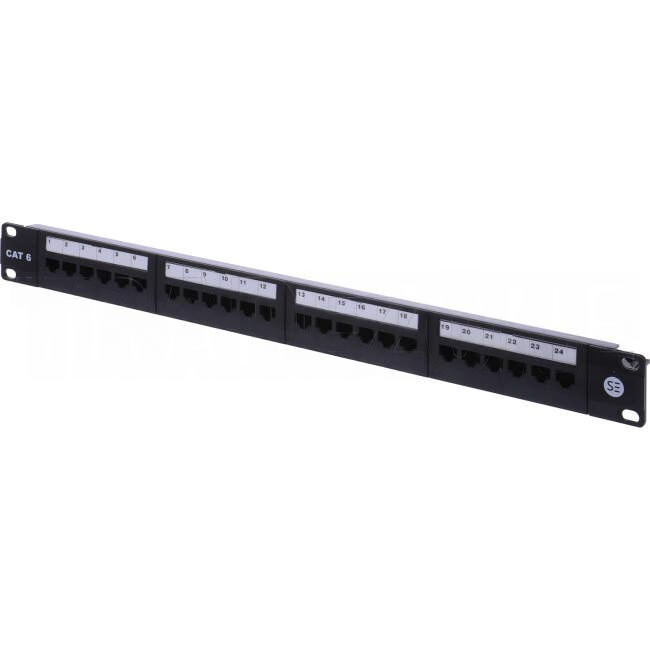 SERVEREDGE 24 Port Loaded CAT6 Patch Panel - 1RU, UTP - Includes Cable Management Bar