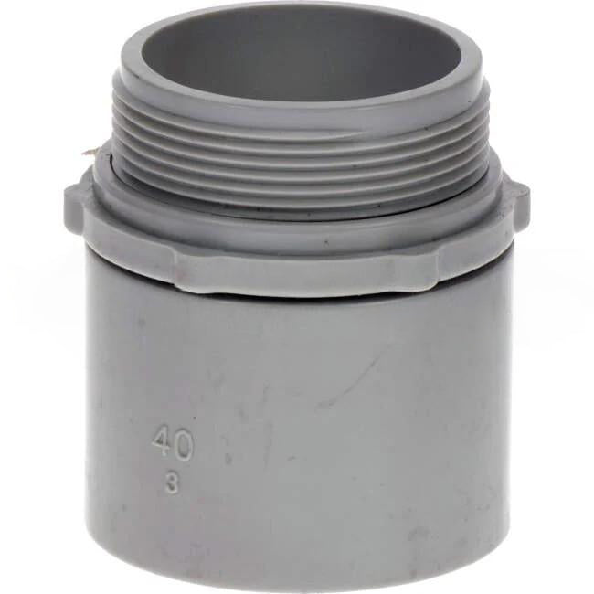 GTS 40mm Conduit Adaptor Plain to Screw with Locknut