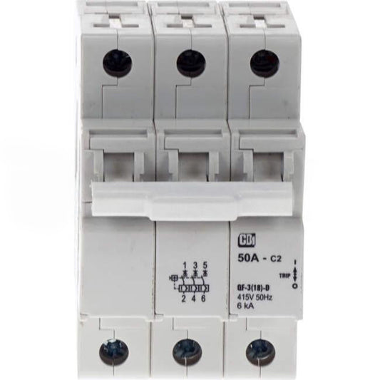 CBI Heinemann 50 Amp Miniature Circuit Breaker MCB Curve 2 3 Pole 6kA