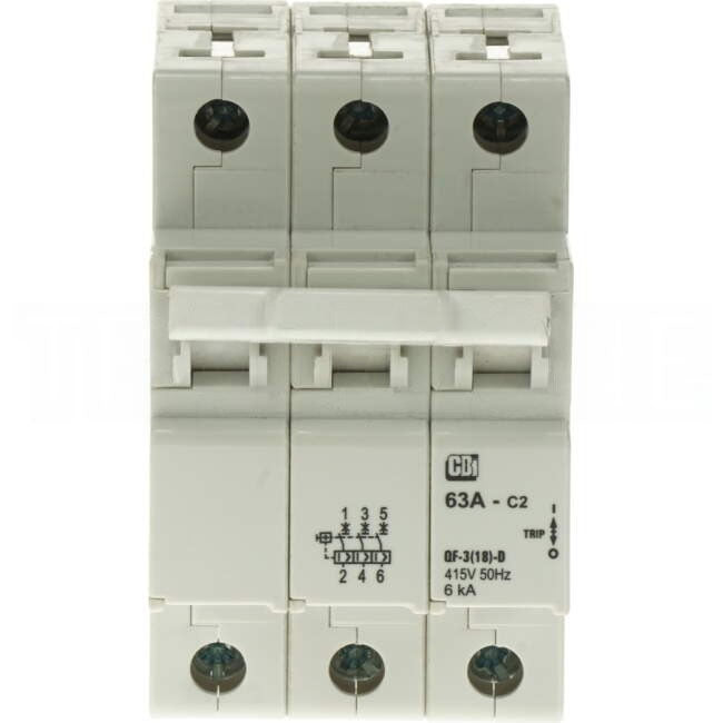 CBI Heinemann 63 Amp Miniature Circuit Breaker MCB Curve 2 3 Pole 6kA