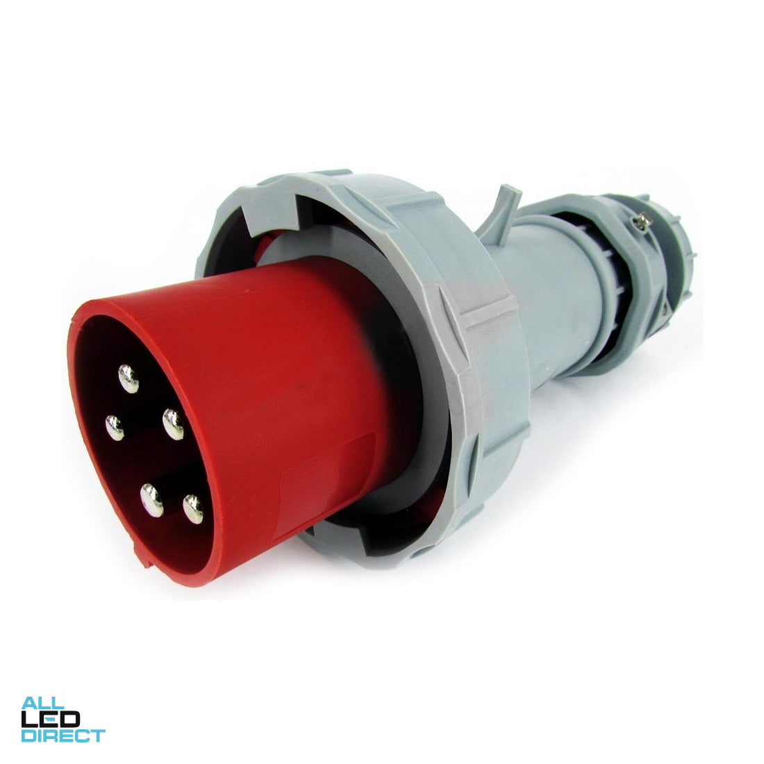 QIXING 63 Amp CEE Form 5 Round Pins Straight Industrial Plug Blue ALL LED Direct