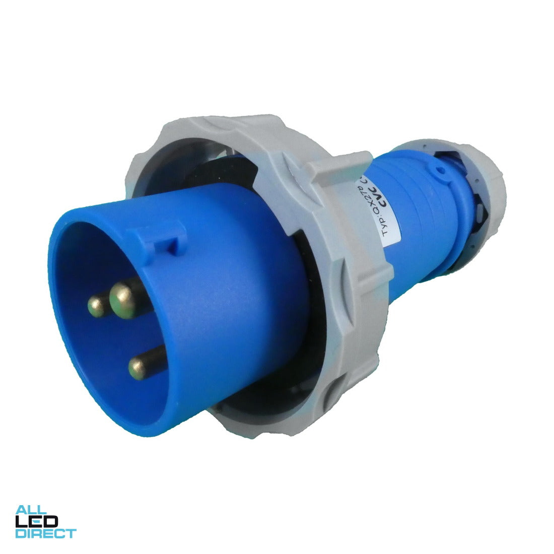 QIXING 16 Amp CEE Form 3 Round Pins Straight Industrial Plug Blue ALL LED Direct