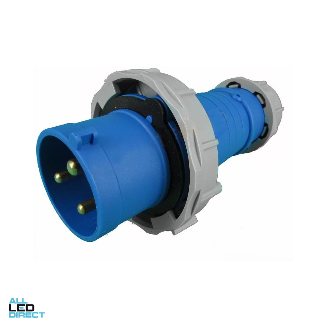 QIXING 32 Amp CEE Form 3 Round Pins Straight Industrial Plug Blue ALL LED Direct