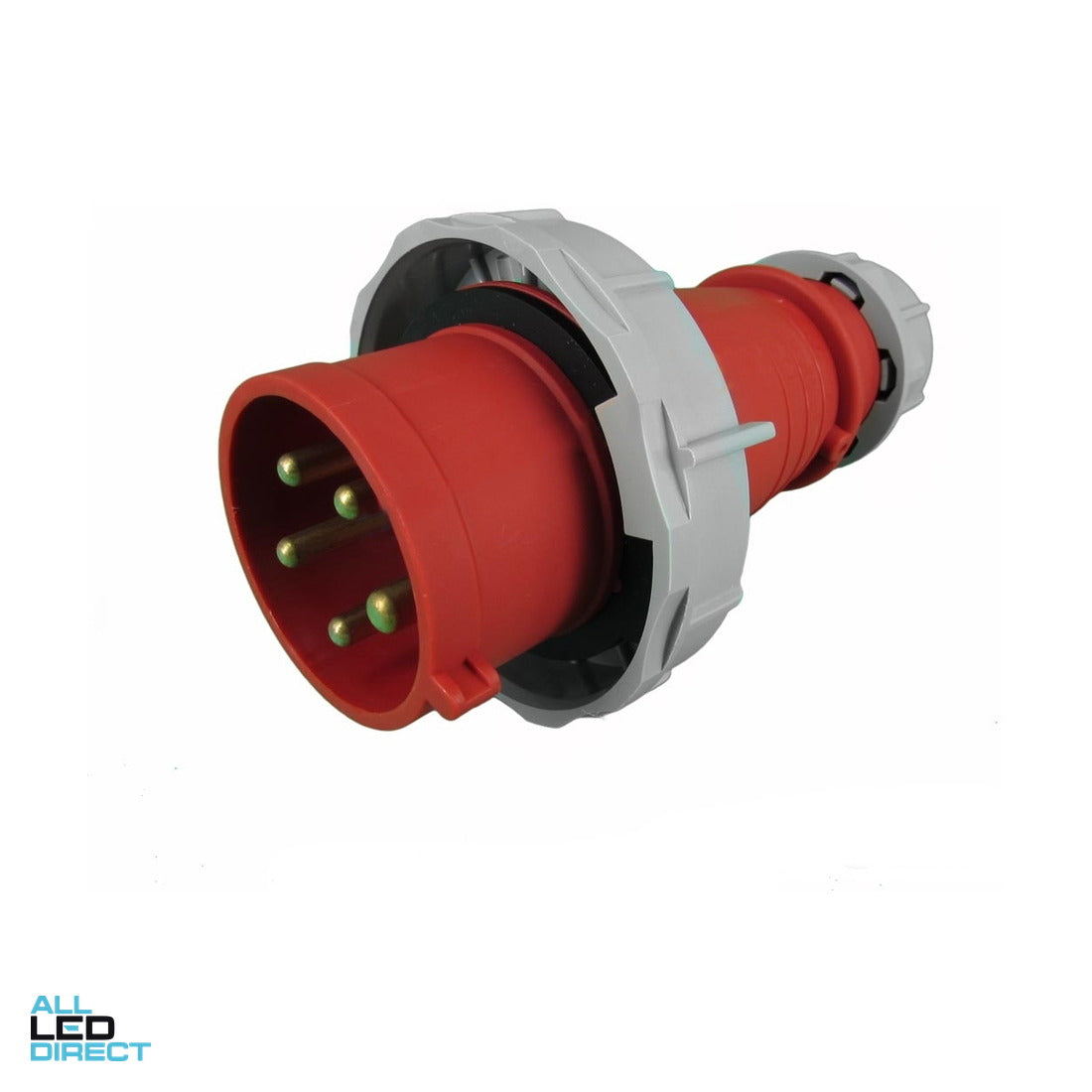 QIXING 32 Amp CEE Form 5 Round Pins Straight Industrial Plug Blue ALL LED Direct