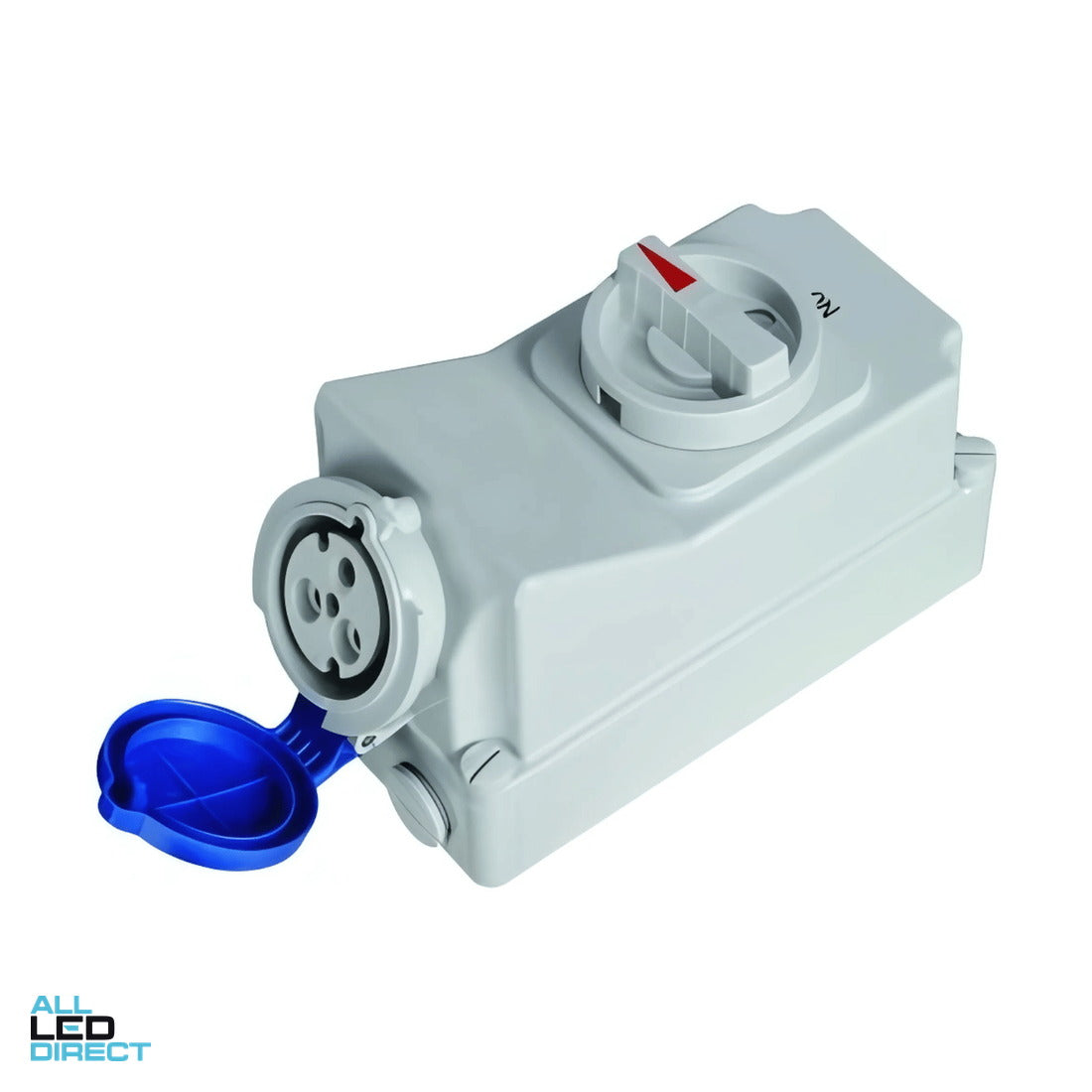 QIXING 16 Amp CEE Form Single Phase 3 Round Pins IP67 Industrial Interlocked Switched Socket Outlet Blue ALL LED Direct