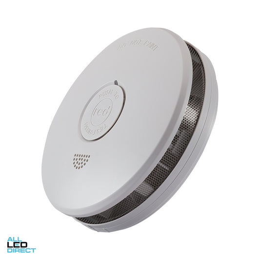 Red Smoke Alarms PROFESSIONAL Surface Mounted Wireless Photoelectric Smoke Alarm with 10 Year Lithium Battery Wireless Interconnect ALL LED Direct