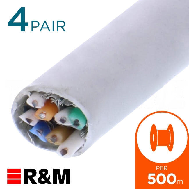 Reichle & De-Massari CAT6A 650Mhz 4 Pair Installation Cable S/FTP Shielded Grey 500 Metre Drum