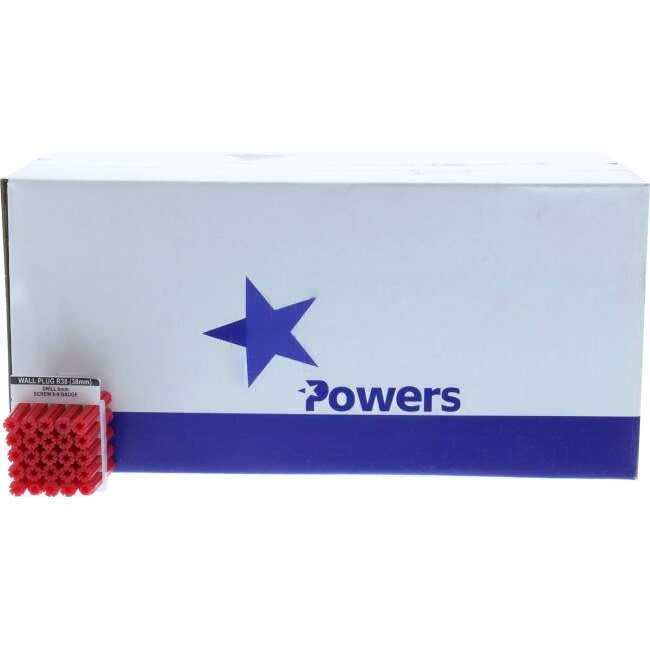 Powers 38mm PVC Framed Wall Plug Red Pack Of 1000