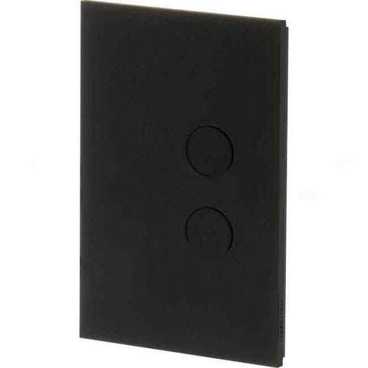 Clipsal C-Bus 2 Gang SATURN ZEN Wall Plate Internal Push Button With LED Indicator Zen Black - Default Title (R5042NLZB)