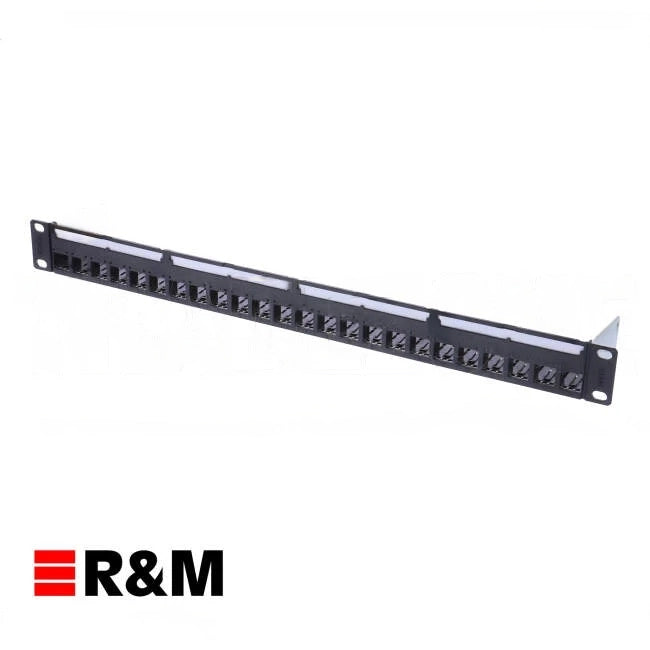 Reichle & De-Massari 24 Port Unloaded Patch Panel Black for C6 + C6A freenet jacks