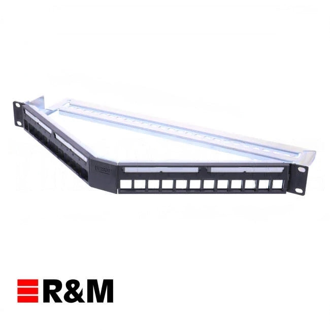 Reichle & De-Massari 24 Port Empty Angled Patch Panel Black-accepts R+M keystone style jack