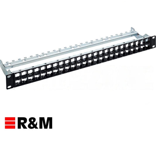 Reichle & De-Massari 1U 48 Port HD Patch Panel Shielded Black unloaded