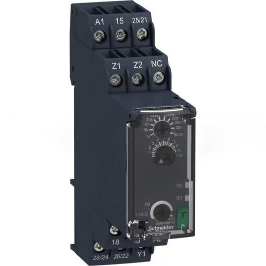 Schneider Timing Relay On-Delay 8 Amps 24-240 Volt AC/DC 2 x C/O 0.5s-300h