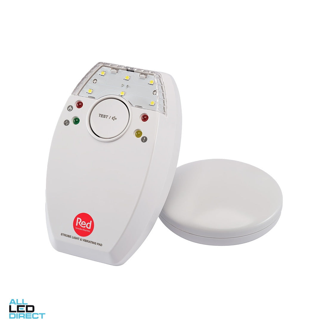 Red Smoke Alarms Strobe Light & Vibrating Pad 230VAC ALL LED Direct