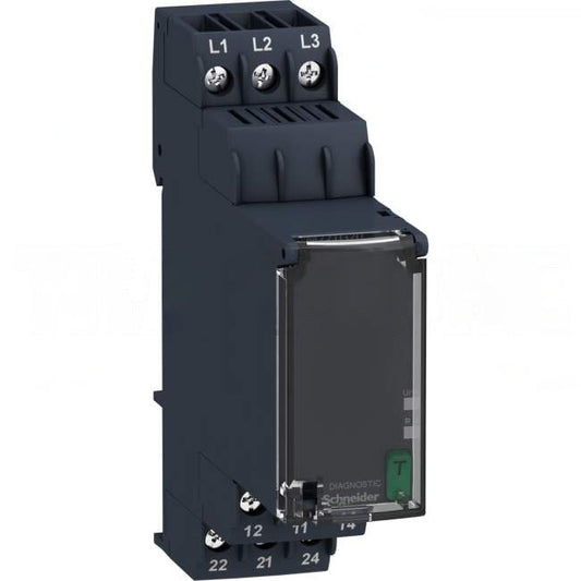 Schneider Control Relay Three-Phase Asymmetry Phase Failure 8 Amps 183-528 Volt AC 2 x C/O