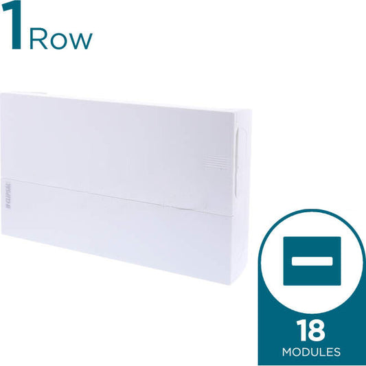 Clipsal 1 Row of 18 Pole RESI MAX Plastic Surface Mounted Switchboard Plain Lid