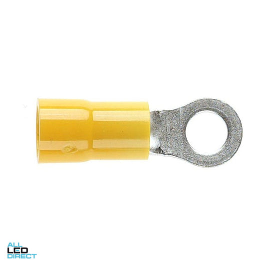 Cabac 4mm Double Grip Stud Ring Terminal Yellow Pack Of 50 ALL LED Direct