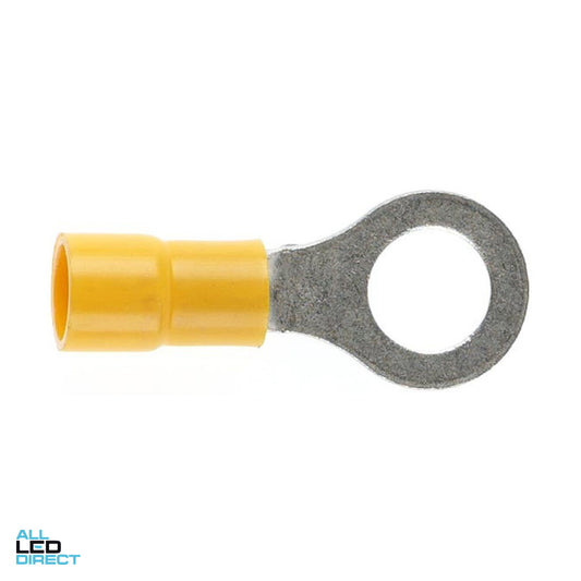 Cabac 8mm Double Grip Stud Ring Terminal Yellow Pack Of 25 ALL LED Direct