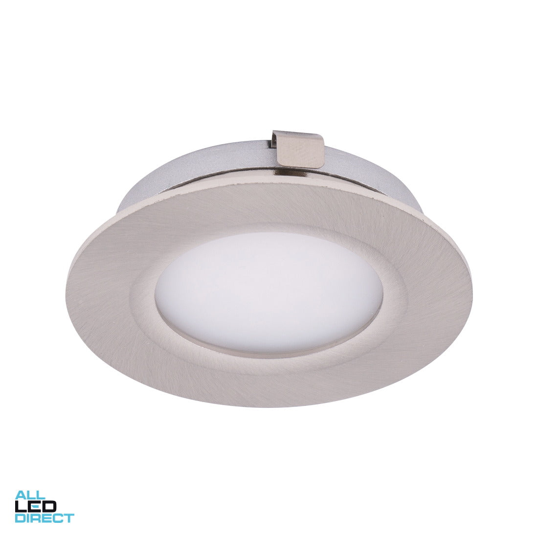 SAL 4 W 12 Volt ANOVA 60 mm Circular LED Cabinet Light Satin Nickel 6000 K ALL LED Direct