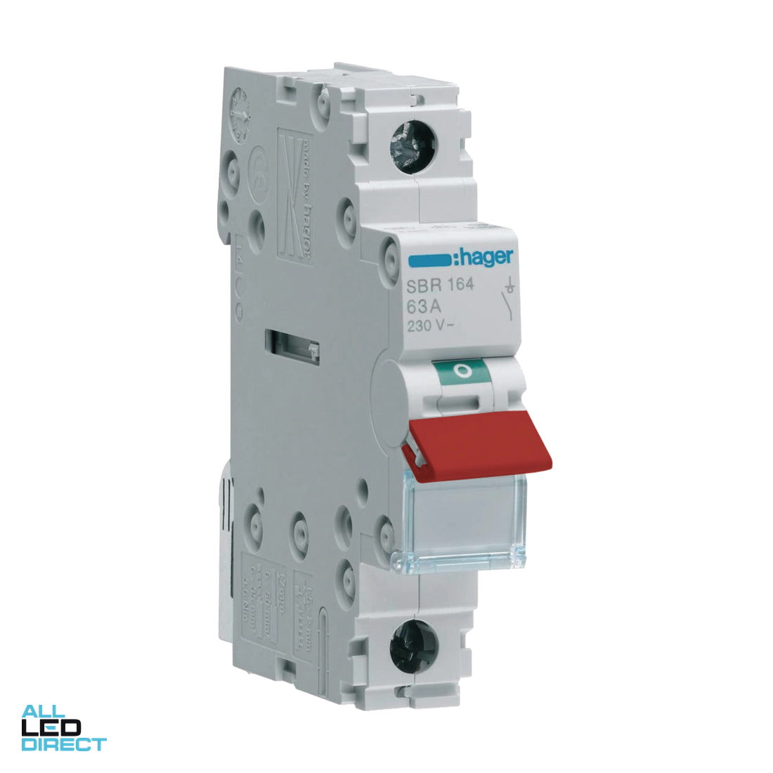 Hager 63 Amp 1 Pole Main Switch With Red Toggle ALL LED Direct