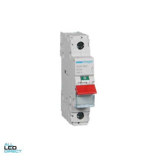 Hager 80 Amp 1 Pole Main Switch With Red Toggle ALL LED Direct
