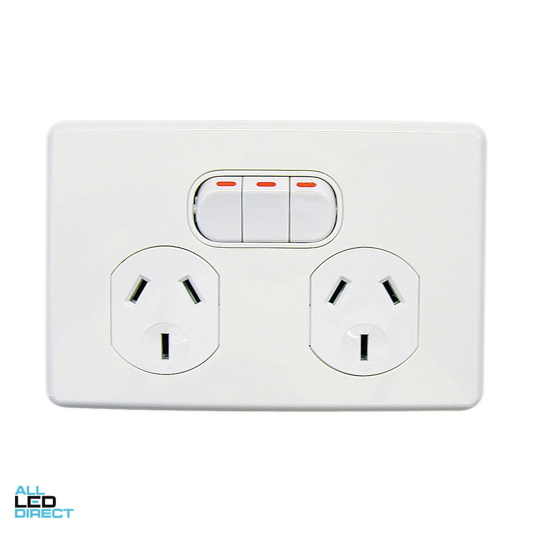 Clipsal 10 Amp SLIMLINE Double With Extra Switch White ALL LED Direct