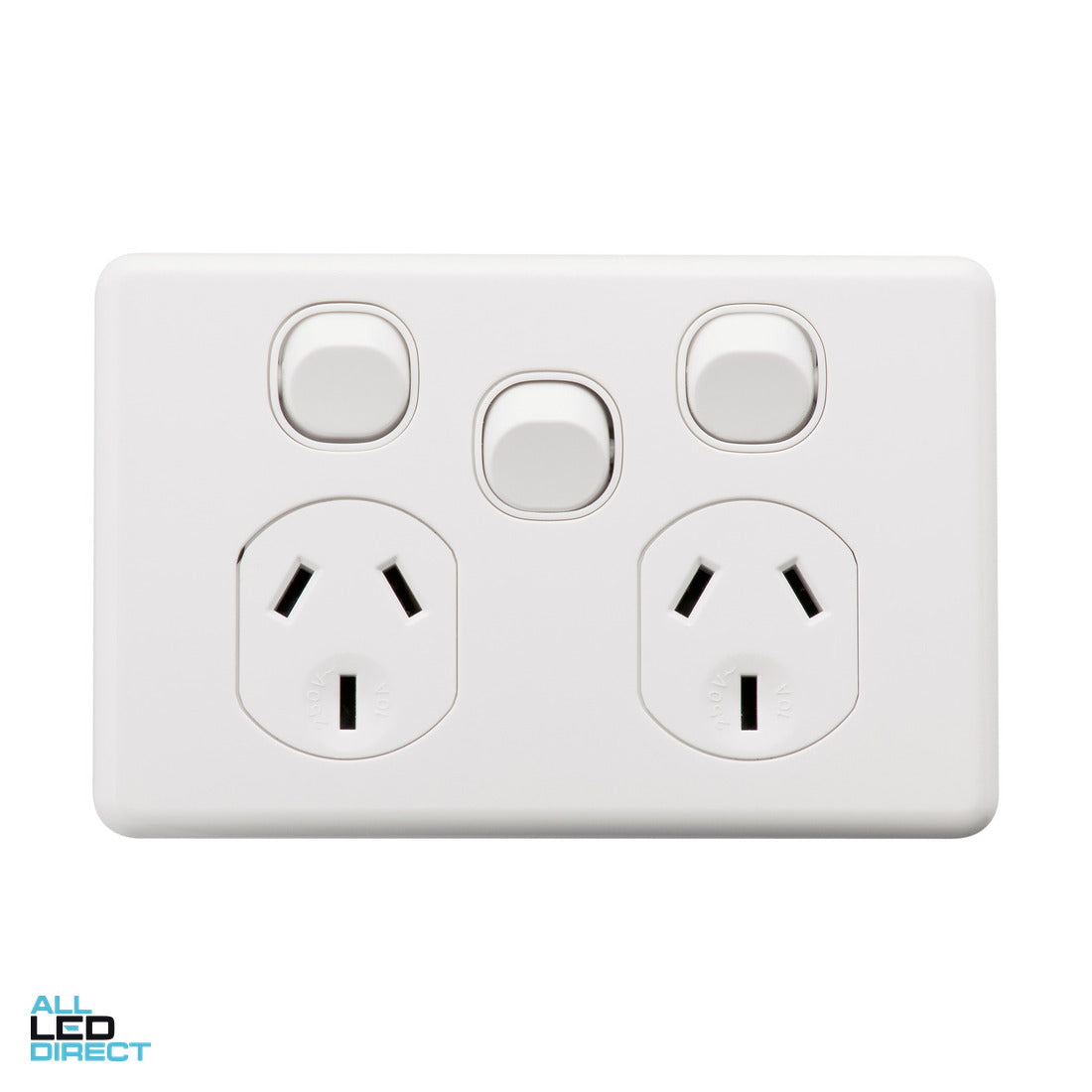 Clipsal 10 Amp SLIMLINE Double Internal Powerpoint With Extra Switch White ALL LED Direct