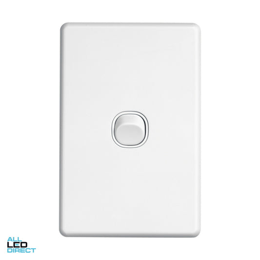 Clipsal 10 Amp 1 Gang SLIMLINE Vertical Internal Rocker Switch White ALL LED Direct