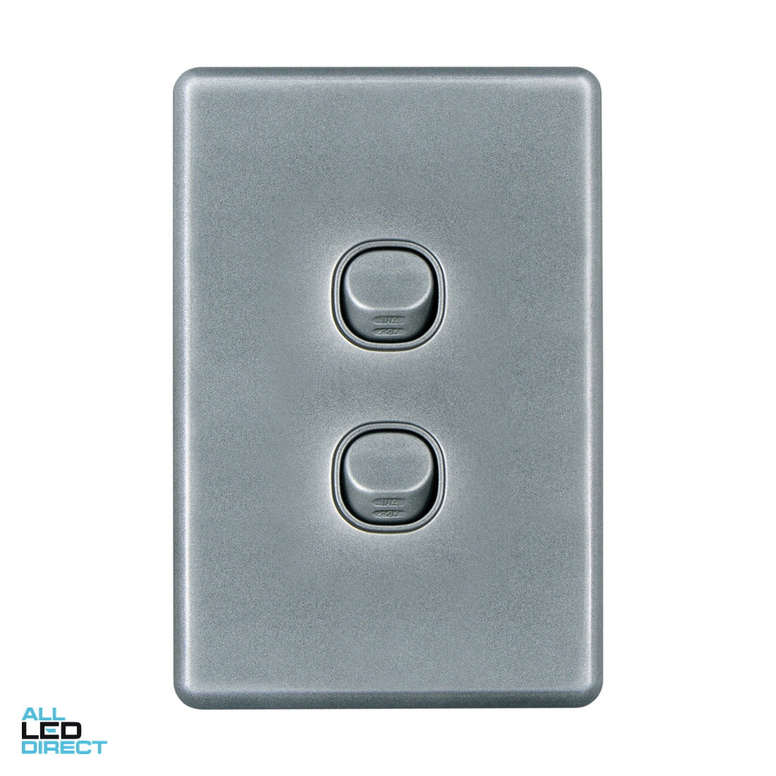 Clipsal 10 Amp 2 Gang SLIMLINE Vertical Internal Rocker Switch Brown ALL LED Direct