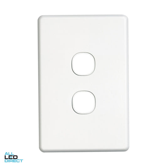 Clipsal 2 Gang SLIMLINE Grid Plate White ALL LED Direct