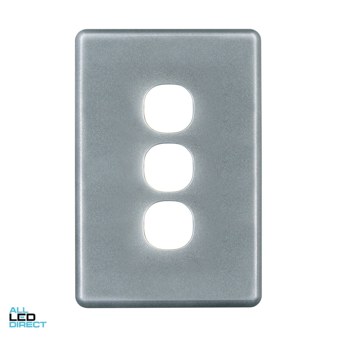 Clipsal 3 Gang SLIMLINE Internal Switch Cover Plate Brushed Aluminium ALL LED Direct