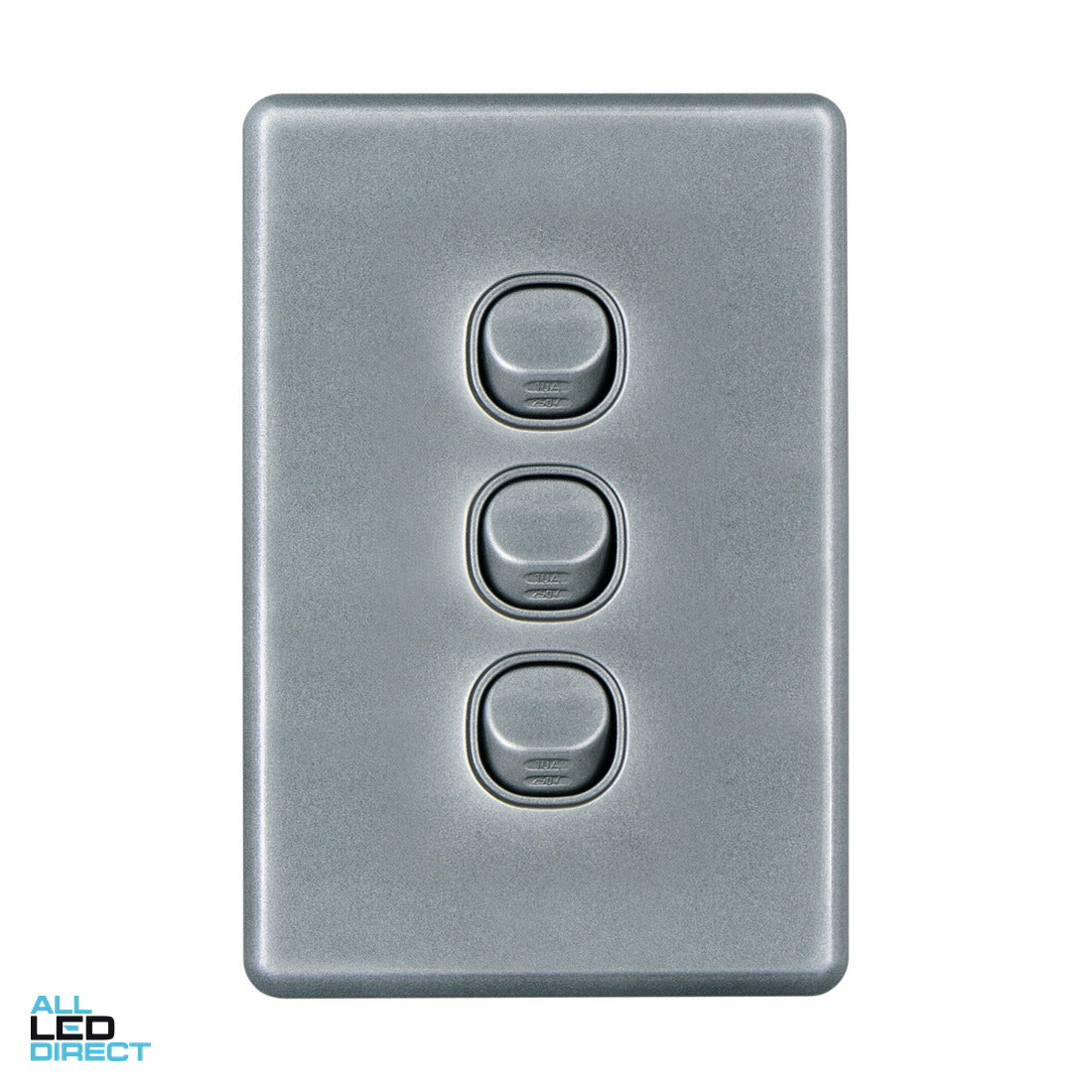 Clipsal 10 Amp 3 Gang SLIMLINE Vertical Internal Rocker Switch Brown ALL LED Direct
