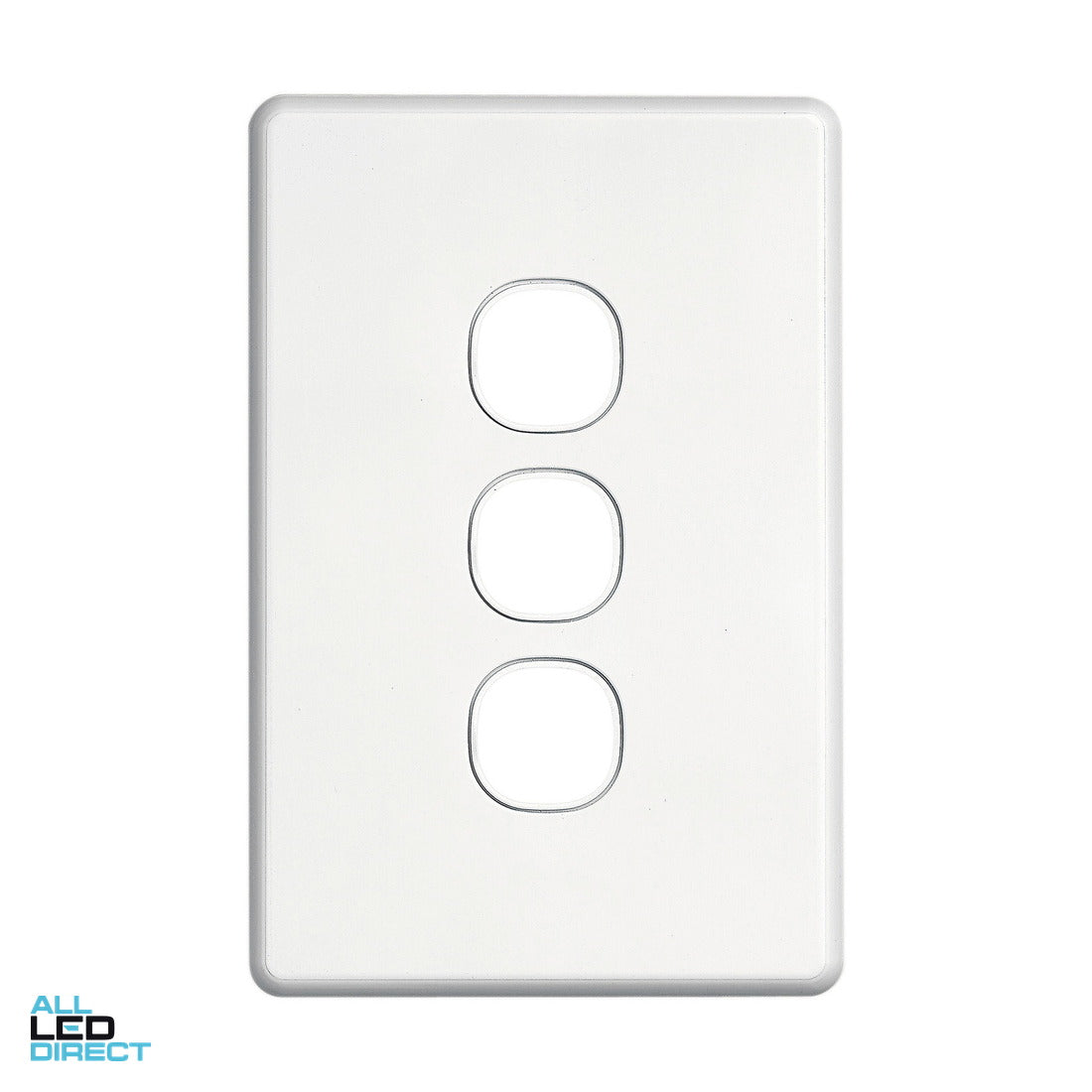 Clipsal 3 Gang SLIMLINE Grid Plate White ALL LED Direct