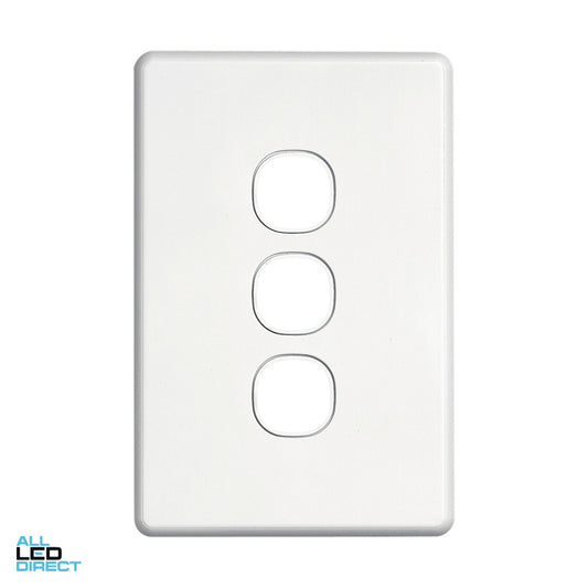 Clipsal 3 Gang SLIMLINE Grid Plate White ALL LED Direct