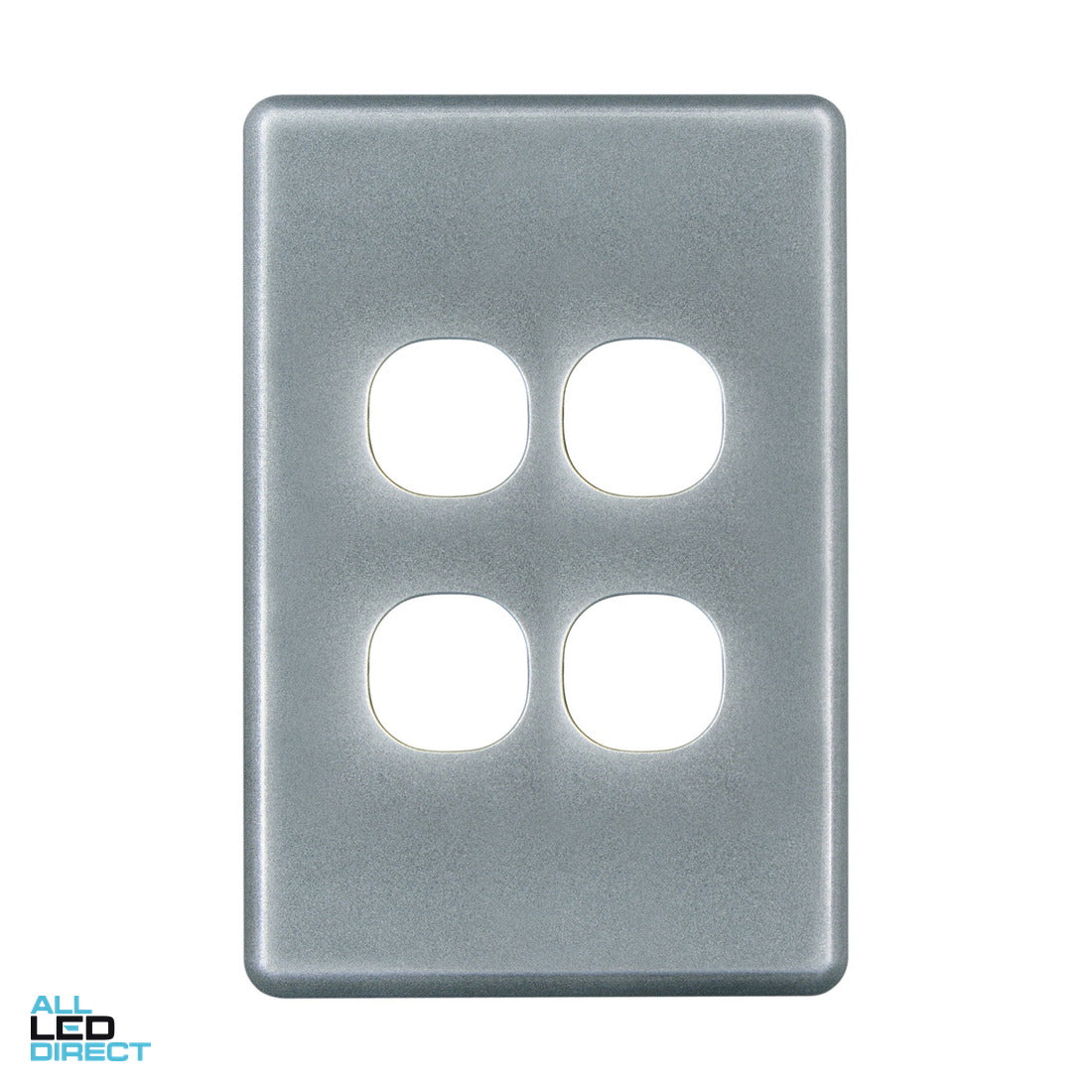 Clipsal 4 Gang SLIMLINE Internal Switch Cover Plate Brushed Aluminium ALL LED Direct