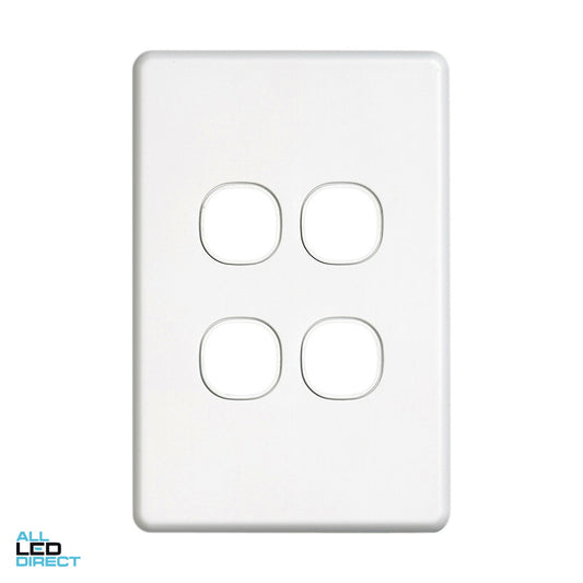 Clipsal 4 Gang SLIMLINE Grid Plate White ALL LED Direct