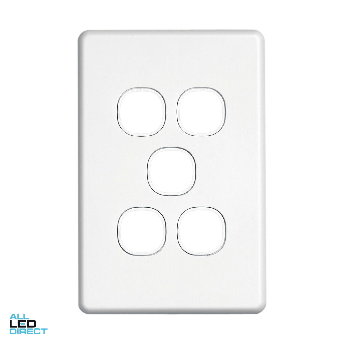 Clipsal 5 Gang SLIMLINE Grid Plate White ALL LED Direct