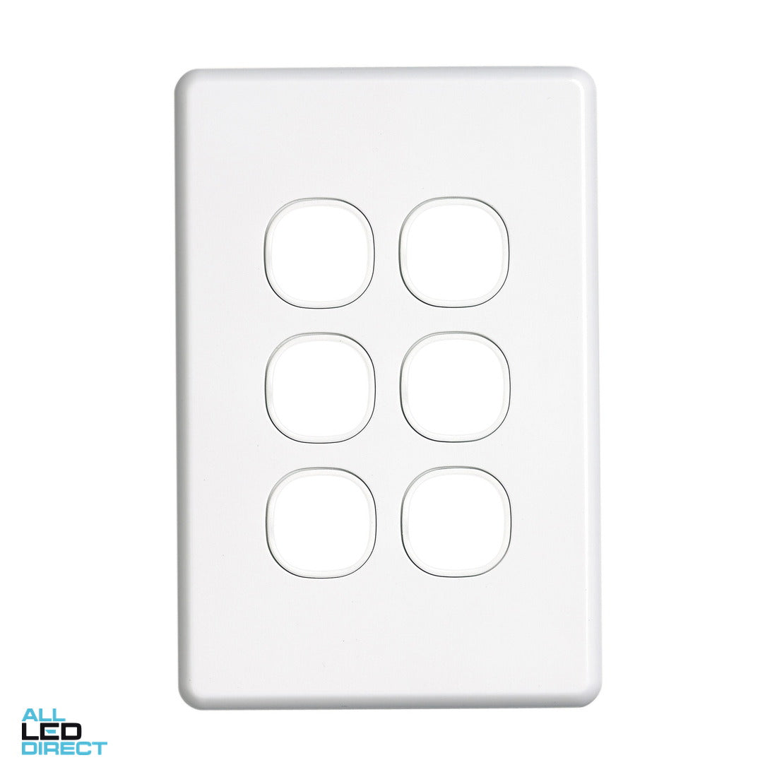 Clipsal 6 Gang SLIMLINE Grid Plate White ALL LED Direct
