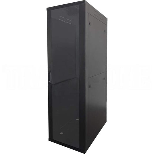 SharkRack 18RU 600mm X 600mm Standard Data Cabinet With Glass Front & Solid Rear Door -  No Accessories