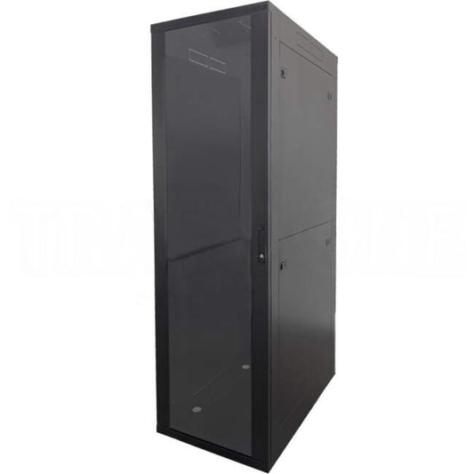 SharkRack 27RU 600mm X 1000mm Standard Data Cabinet With Glass Front & Solid Rear Door -  No Accessories