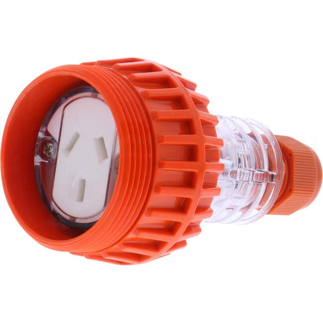 GEN3 10 Amp Single Phase 3 Flat Pins IP66 Industrial Straight Extension Socket Orange