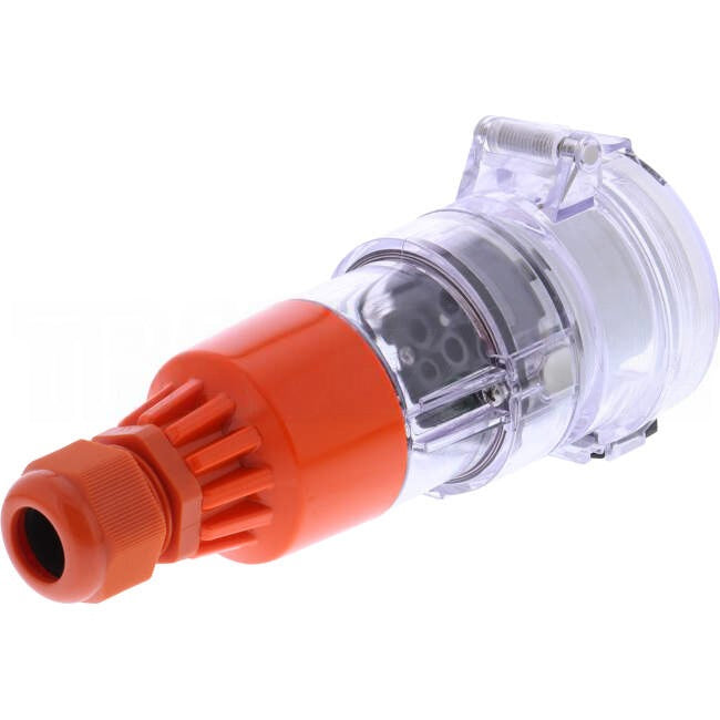 GEN3 20 Amp 3 Phase 4 Round Pins IP66 Industrial Straight Extension Socket Orange