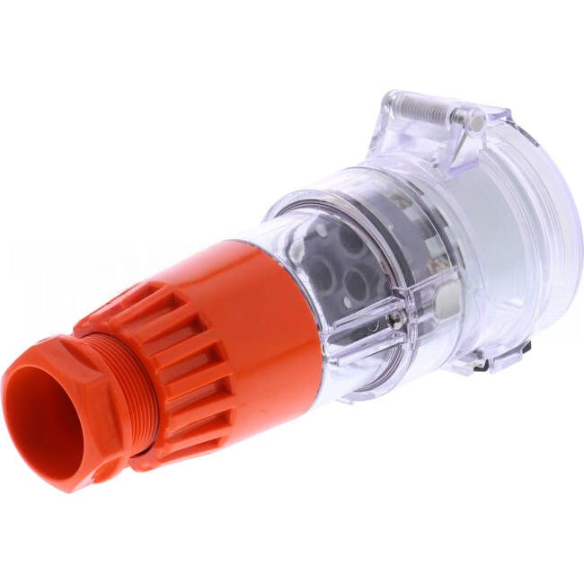 GEN3 32 Amp 3 Phase 5 Round Pin IP66 Industrial Straight Extension Socket Orange