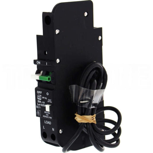 CBI Heinemann 20 Amp Miniature Circuit Breaker & Residual Current Device MCB/RCD RCBO C Curve 1 Pole + Neutral SF1 30mA 6kA