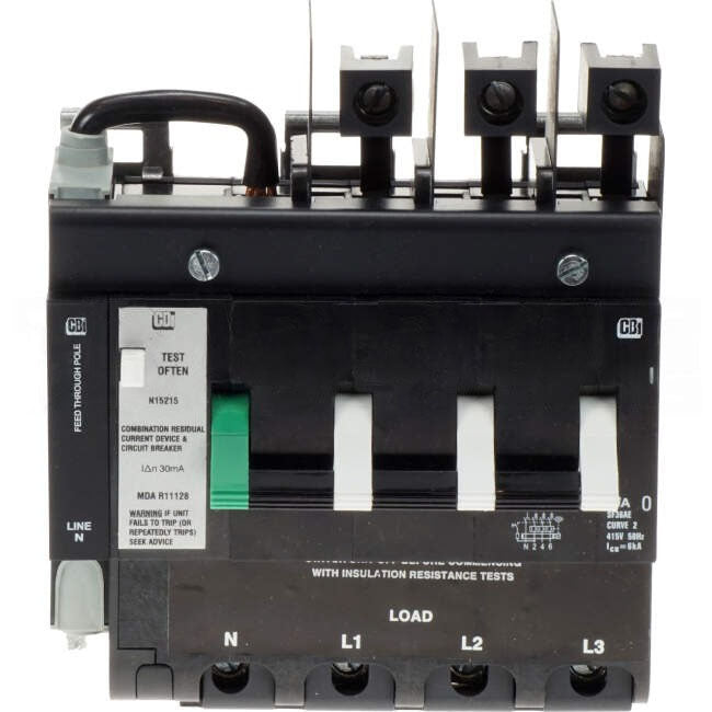 CBI Heinemann 10 Amp Residual Current Device RCD Curve 2 Busbar Mount 4 Pole 6kA 30mA