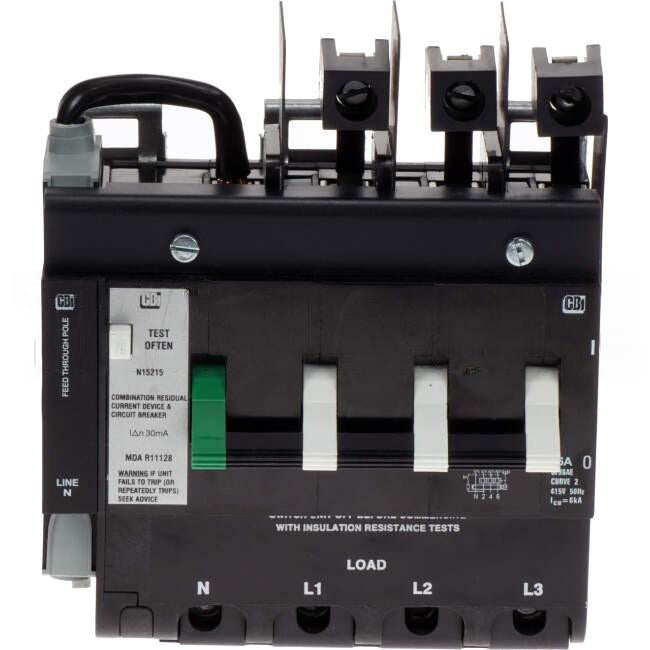 CBI Heinemann 16 Amp Residual Current Device RCD Curve 2 Busbar Mount 4 Pole 6kA 30mA