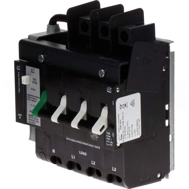 CBI Heinemann 16 Amp Residual Current Device RCD Curve 2 Busbar Mount 4 Pole 6kA 30mA