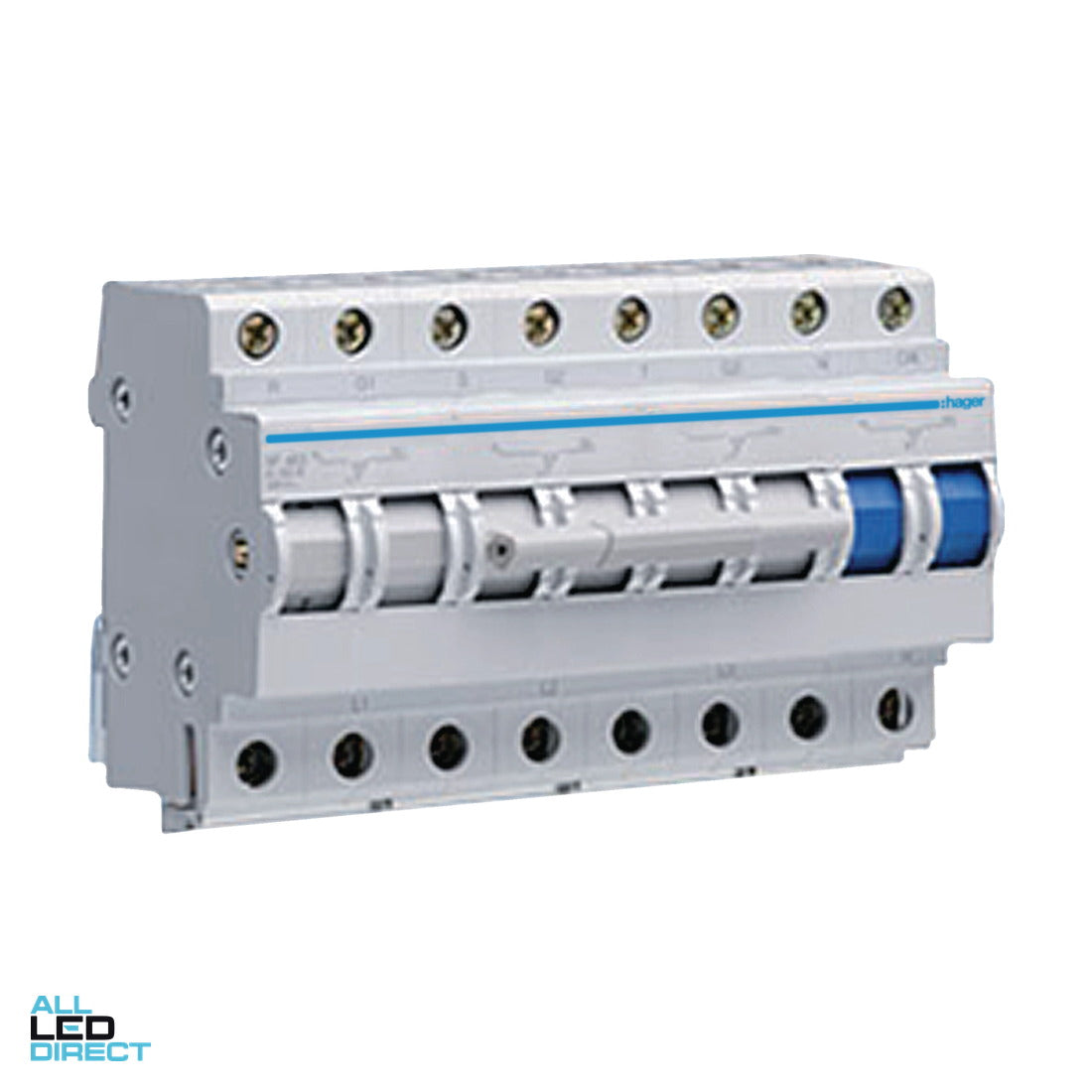 Hager 63 Amp 3 Phase 4 Pole Changeover Switch 4.5kA ALL LED Direct