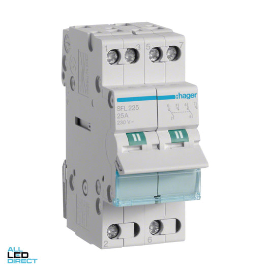 Hager 2 Pole 25 Amp Changeover Switch Grey ALL LED Direct